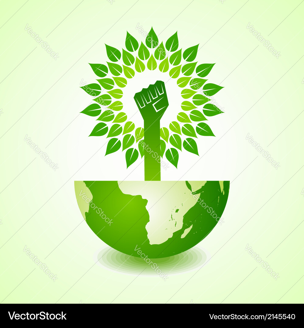 Unity hand make tree on earth Vector Image