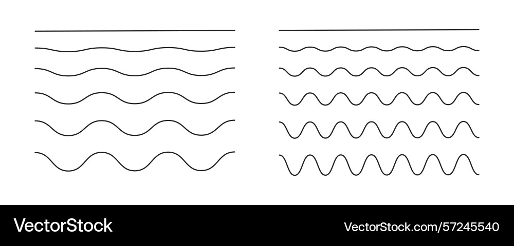 Wavy curvy zigzag lines undulate borders vector image