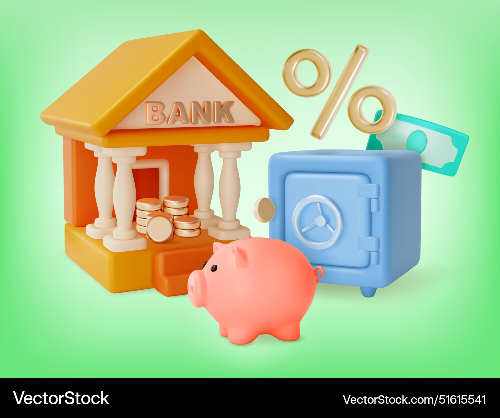 3d financial and banking services saving money 3d financial and banking services saving money vector image