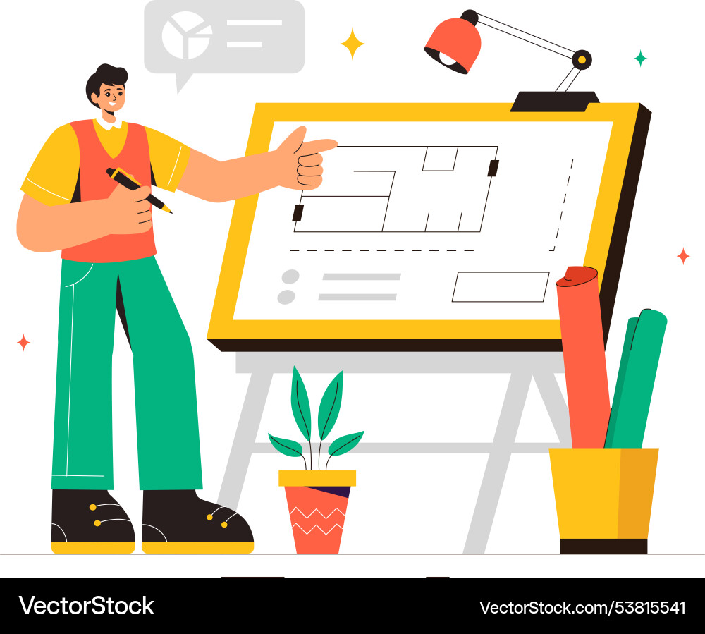 A drafting engineer or architect working vector image