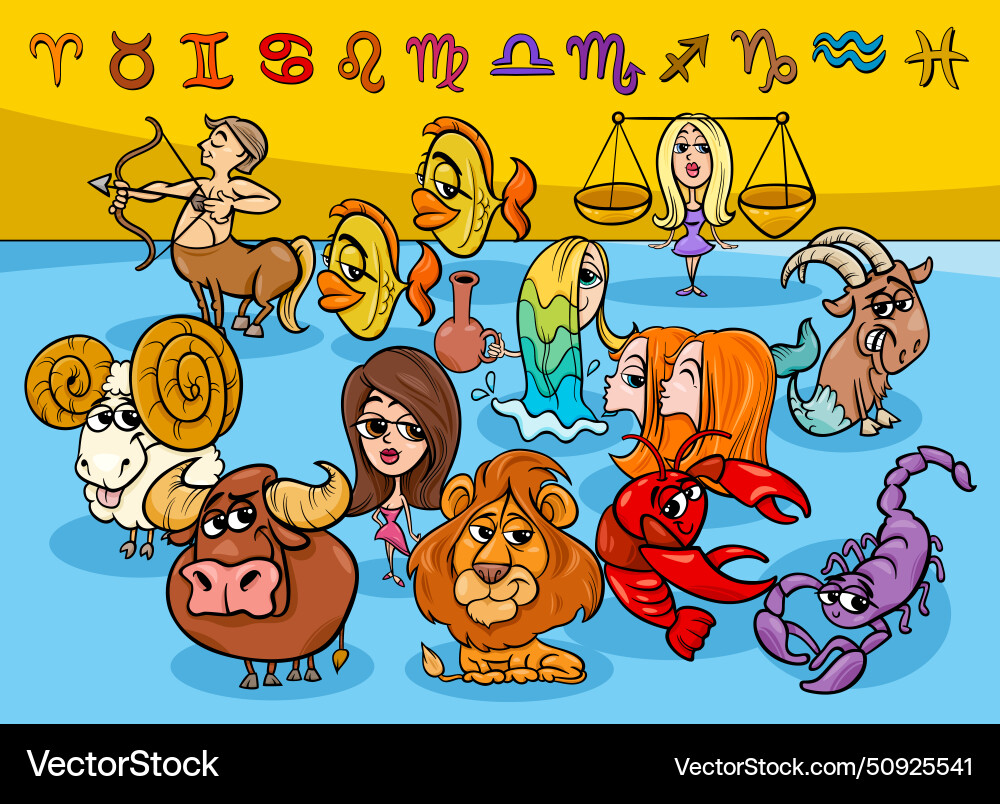 All Zodiac Signs Characters Collection Cartoon Vector Image All Zodiac Signs Characters Collection Cartoon Vector Image
