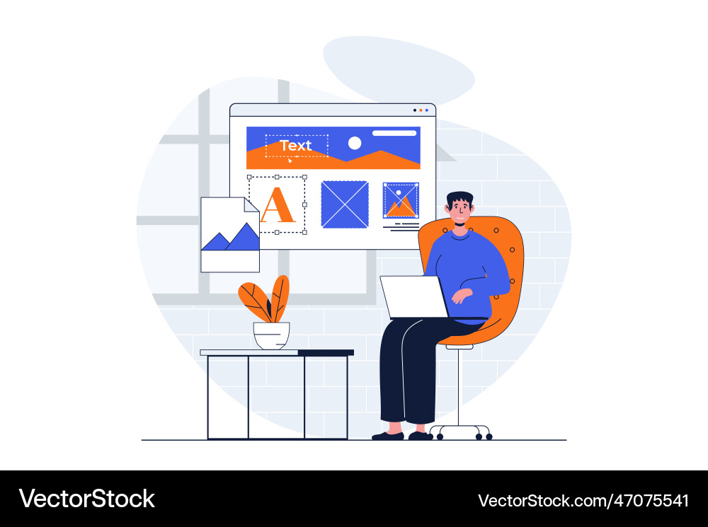 App development web concept with character scene vector image