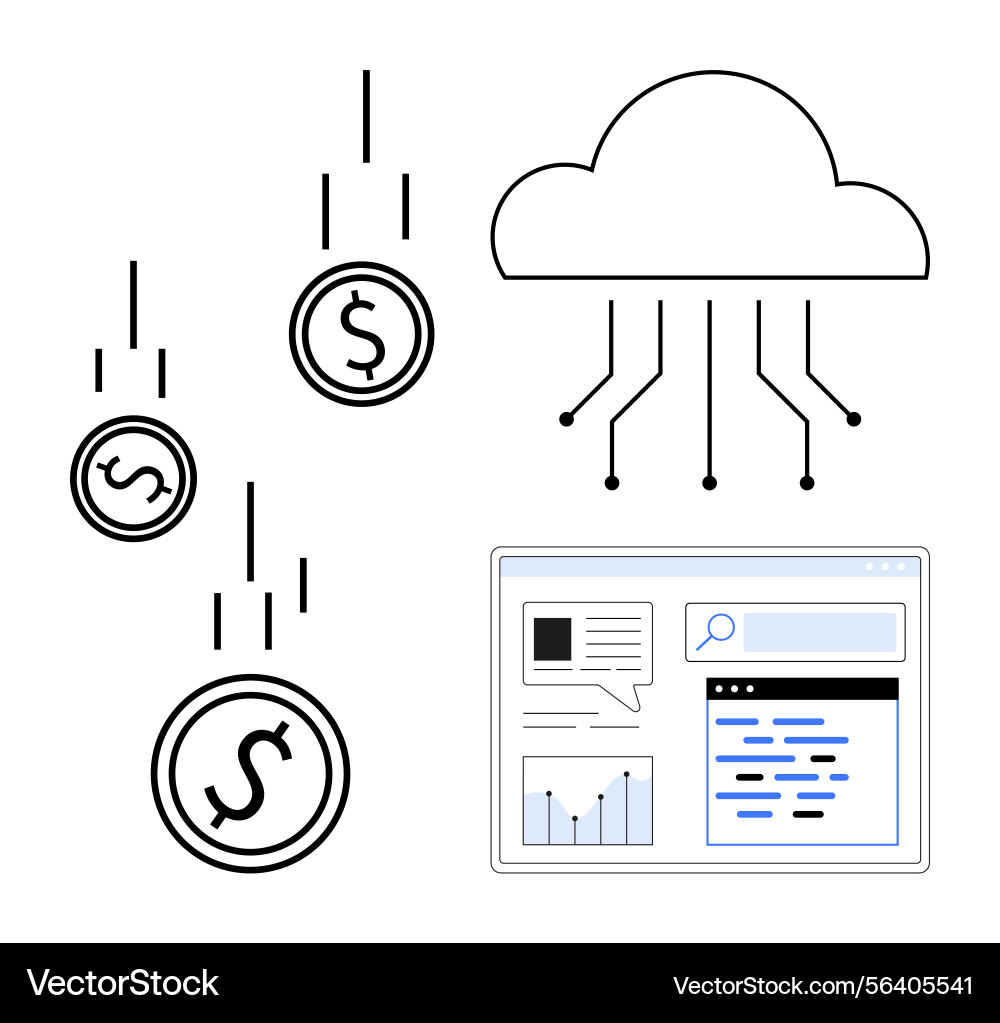 Cloud technology with data automation and digital Cloud technology with data automation and digital vector image