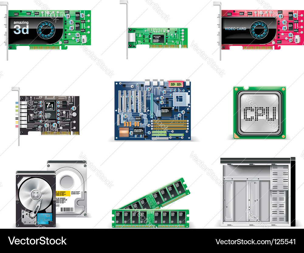 Computer Hardware Icons vector image
