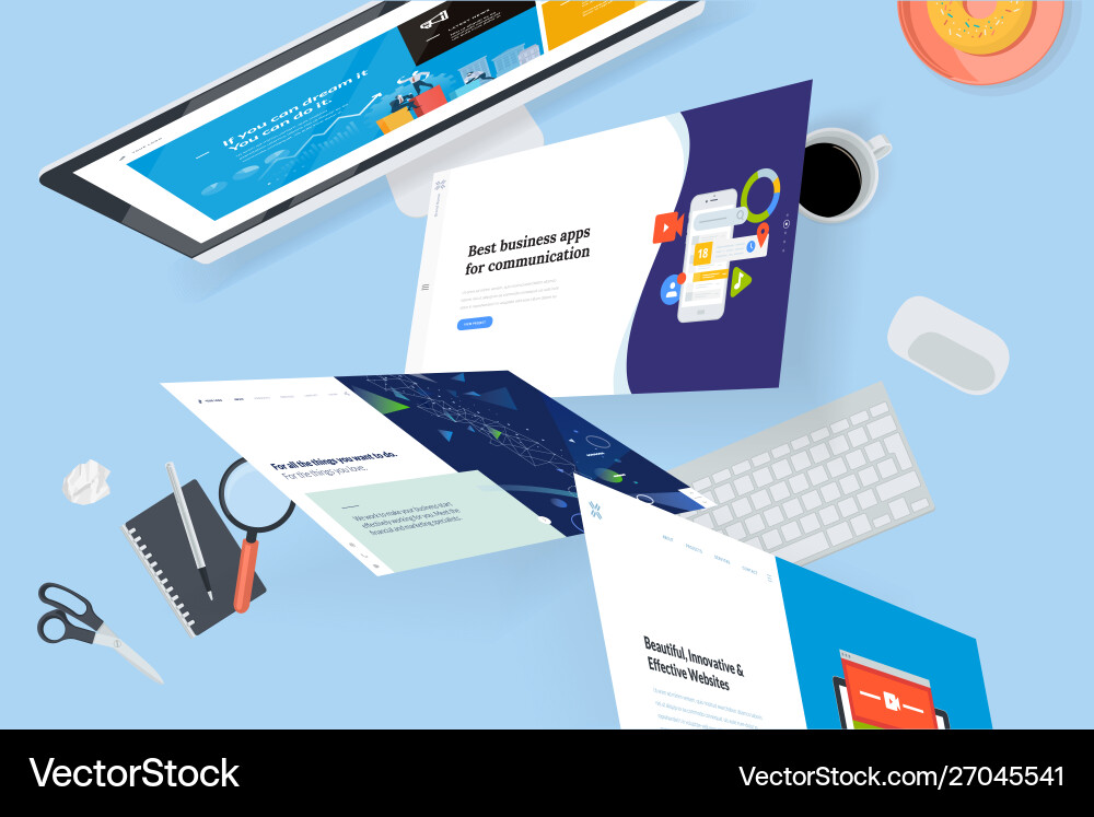 Creative workspace concept Royalty Free Vector Image