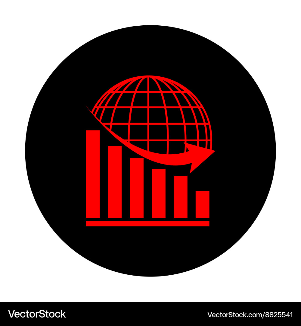 Declining graph with earth Vector Image