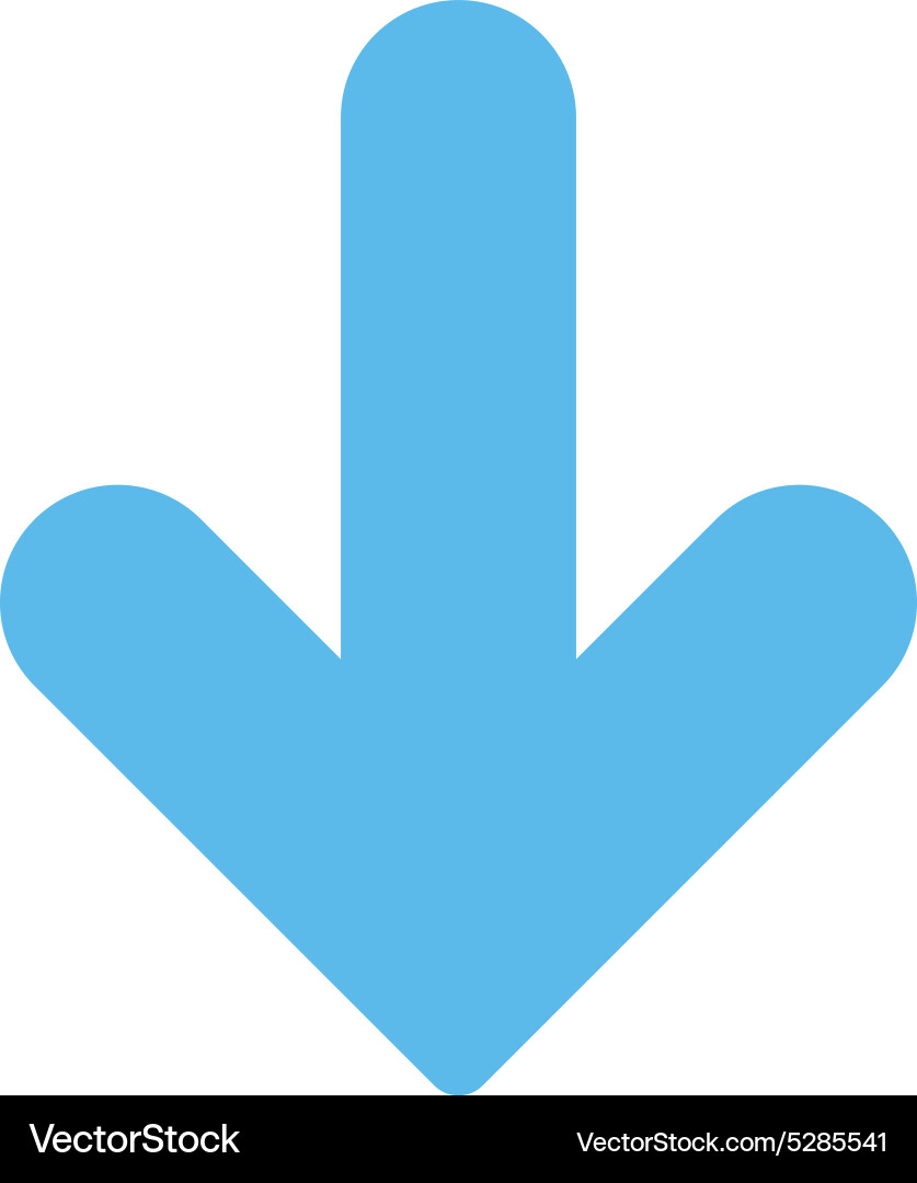 Down Arrow Icon - Blue Flat Style Vector Image