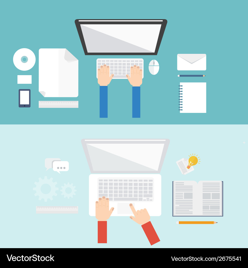 Flat Computer Icon Set vector image
