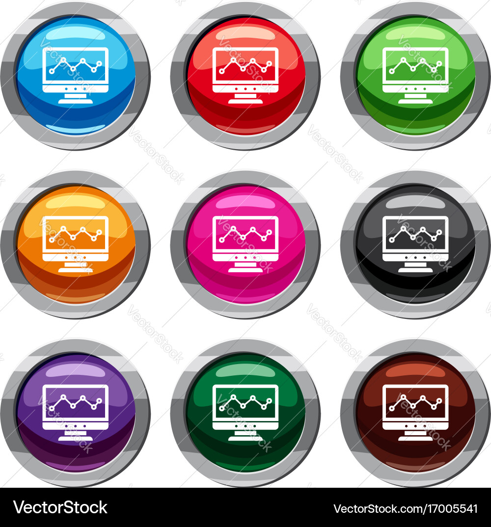 Graph in computer screen set 9 collection vector image