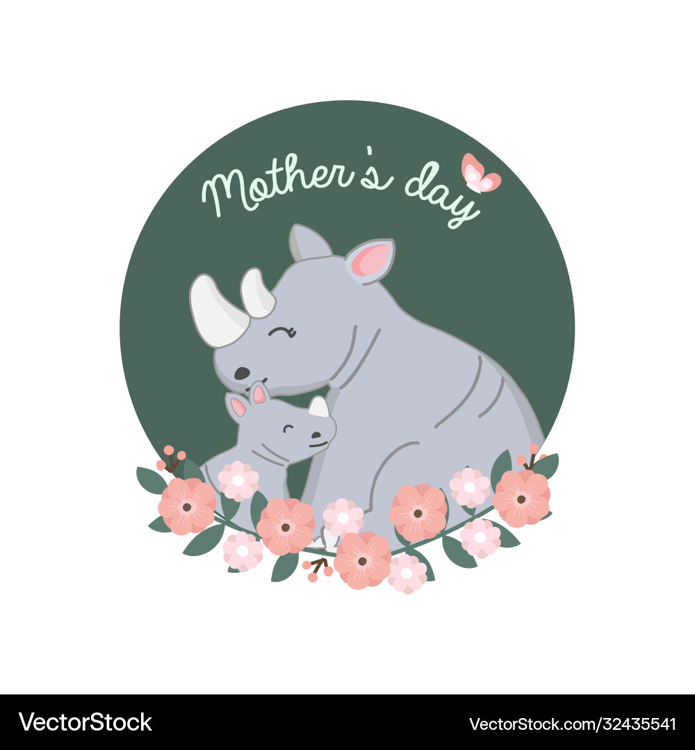 Muttern Tageskarte glücklich Rhino und Baby Cartoon Muttern Tageskarte glücklich Rhino und Baby Cartoon vektorbild