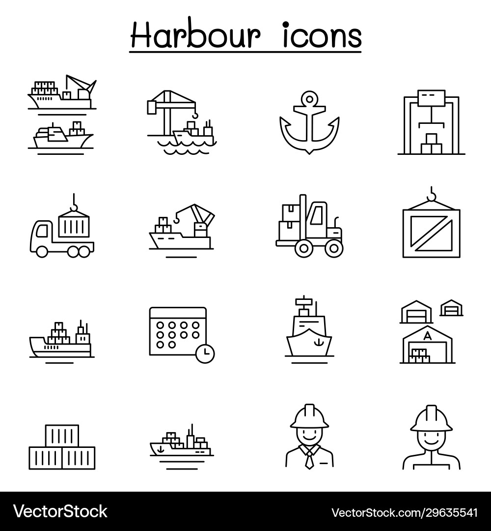 Port Icon Set - Nautical Symbols Vector Image