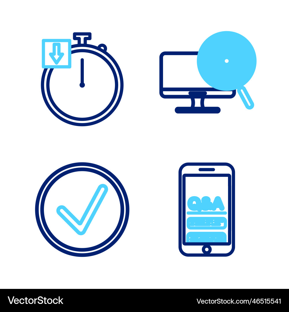 Set line mobile question and exclamation check Set line mobile question and exclamation check Vector Image