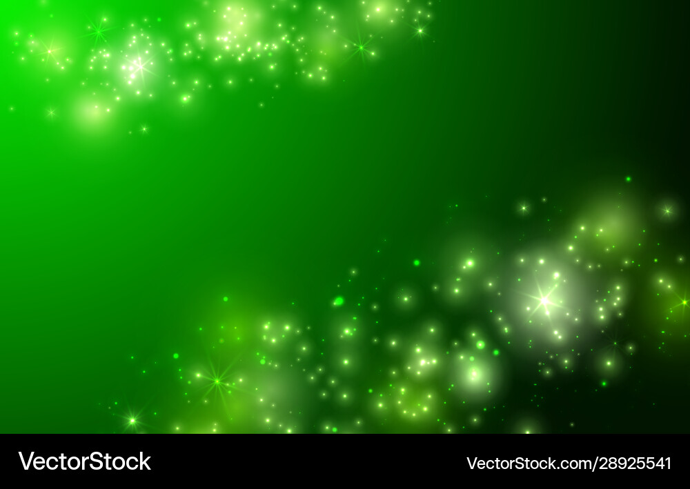 Shiny green background with sparkle and bokeh Vector Image