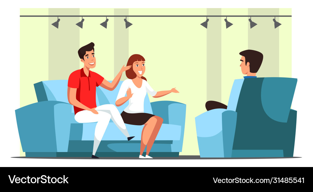 Talk show and participants interviewing in studio Talk show and participants interviewing in studio Vector Image