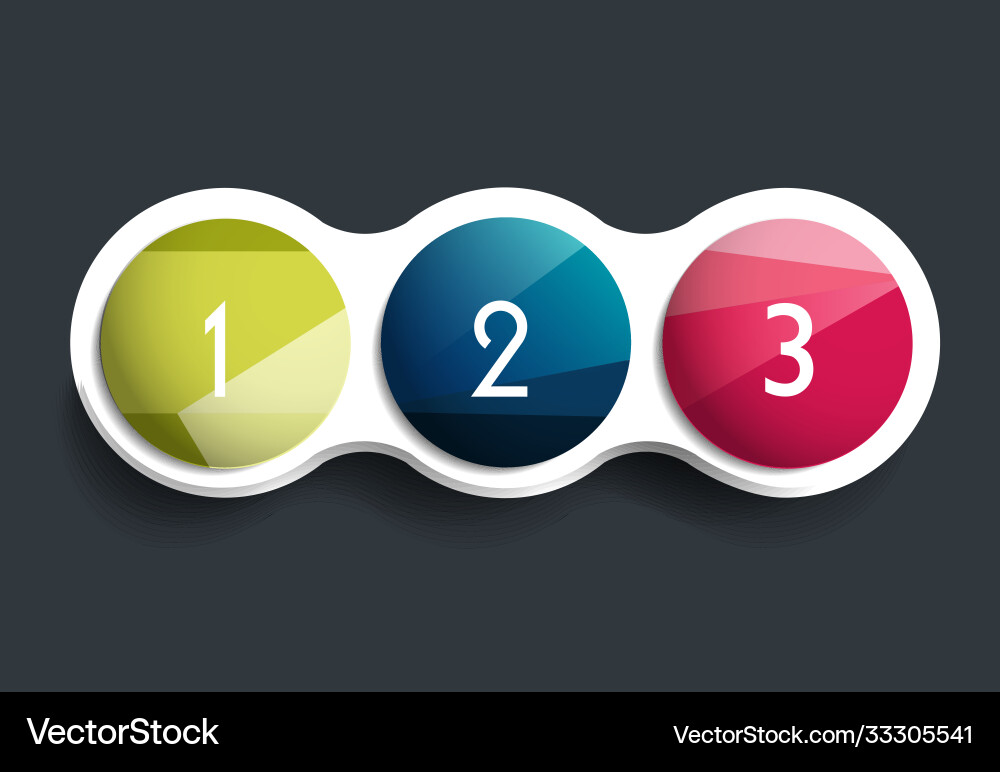 Three steps elements bubble chart scheme diagram Three steps elements bubble chart scheme diagram Vector Image