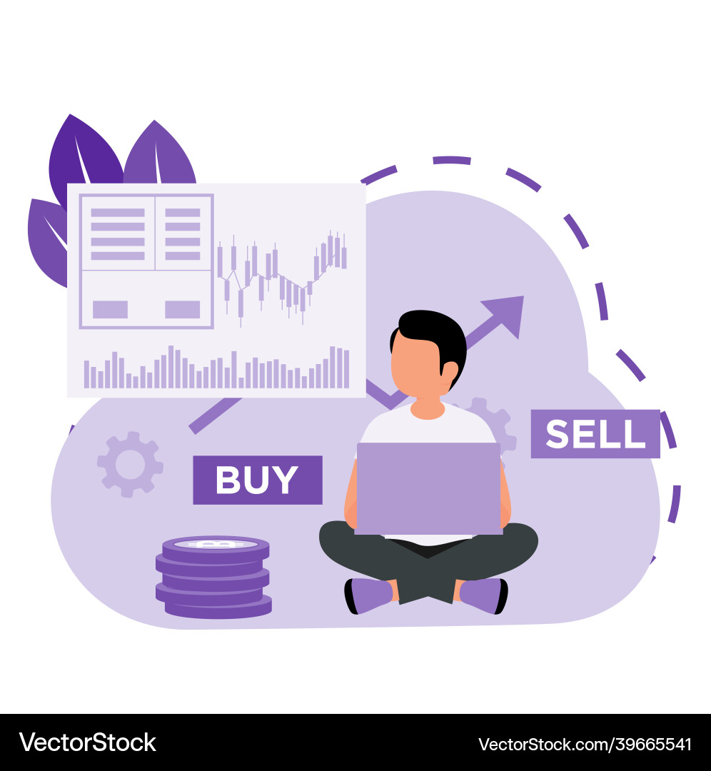 Trader technical analysis online trading design Vector Image