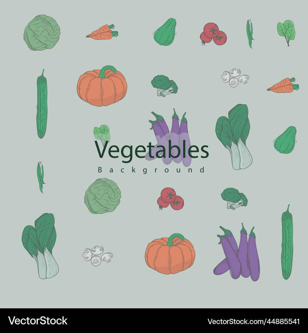 Vegetables print pattern background Vector Image