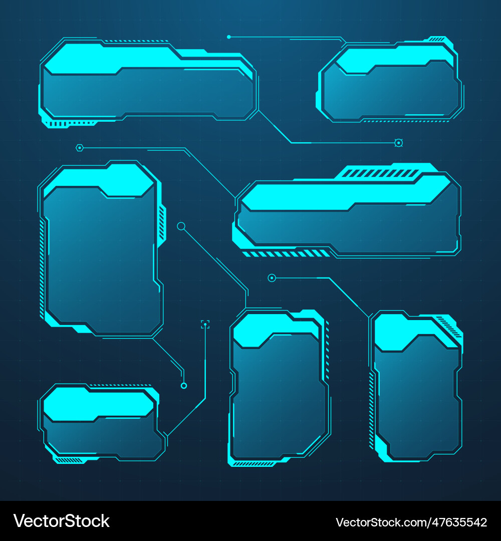 Blue futuristic hud or ui elements sci-fi user Blue futuristic hud or ui elements sci-fi user vector image