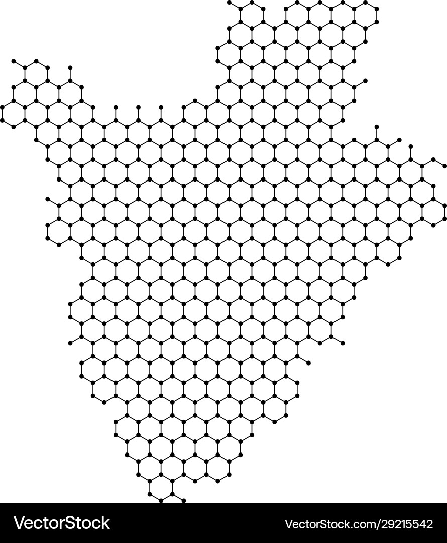 Burundi map from abstract futuristic hexagonal Vector Image