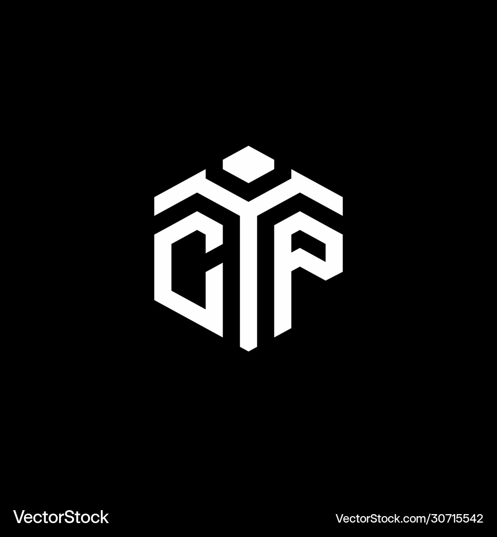 Cp monogram logo with abstract hexagon style vector image