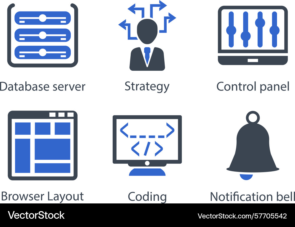 Database server strategy control panel browser vector image