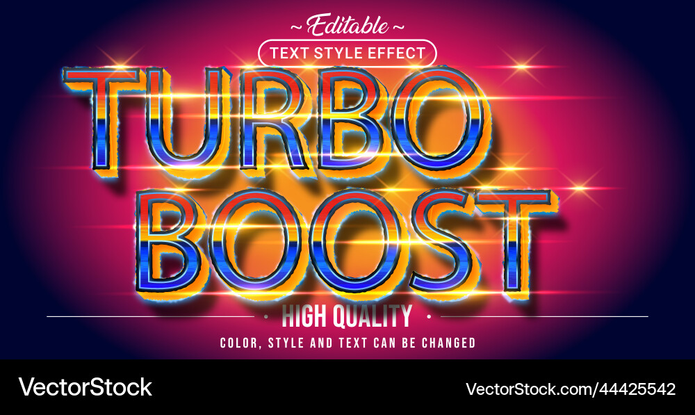 Editable text style effect - turbo boost vector image