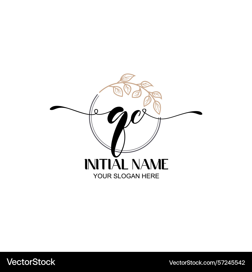 Elegant qc initial logo design with botanical Elegant qc initial logo design with botanical Vector Image
