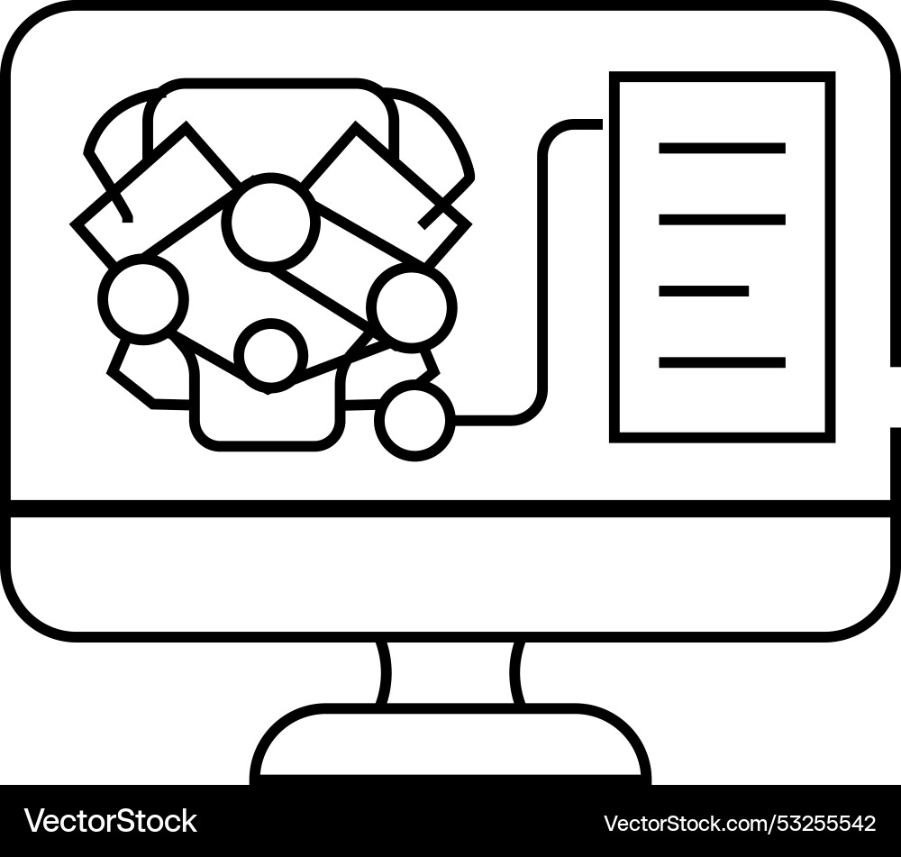 Engine digital analysis and check line icon Vector Image
