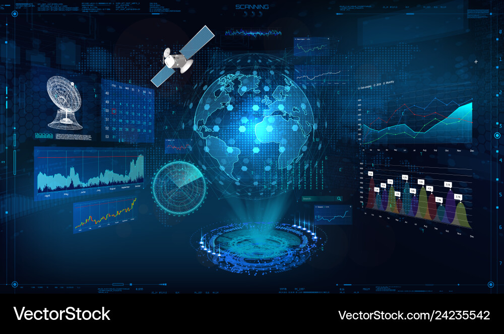 Global Earth HUD Dashboard vector image