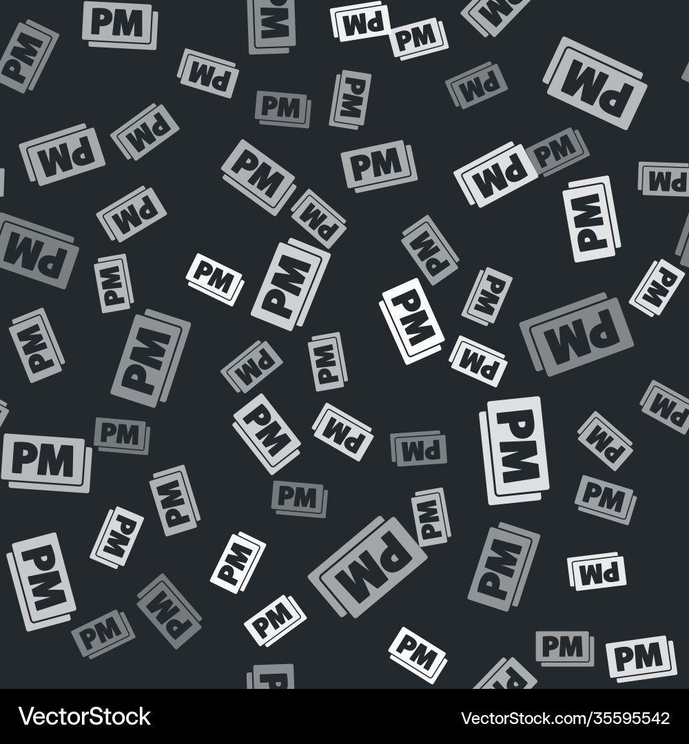 Grey clock pm icon isolated seamless pattern Vector Image
