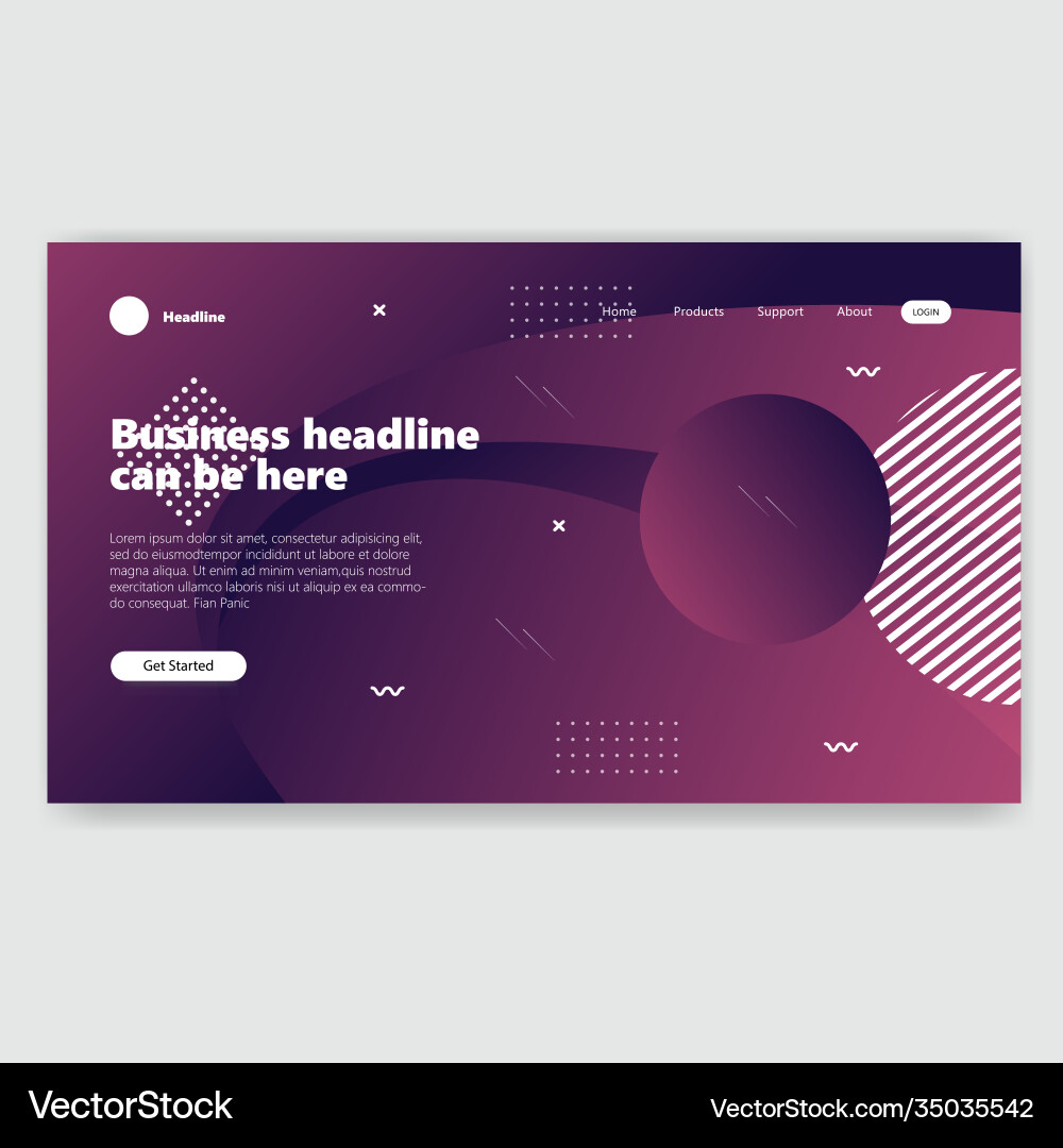 Landing page template with gradient modern webpage Landing page template with gradient modern webpage vector image