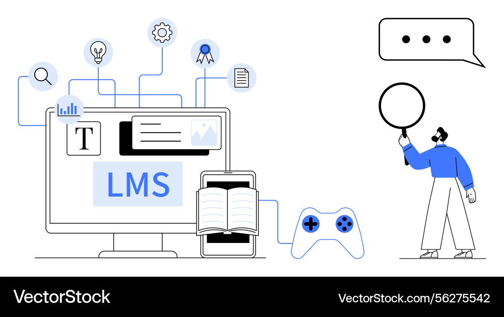 Learning management system with digital tools Learning management system with digital tools vector image
