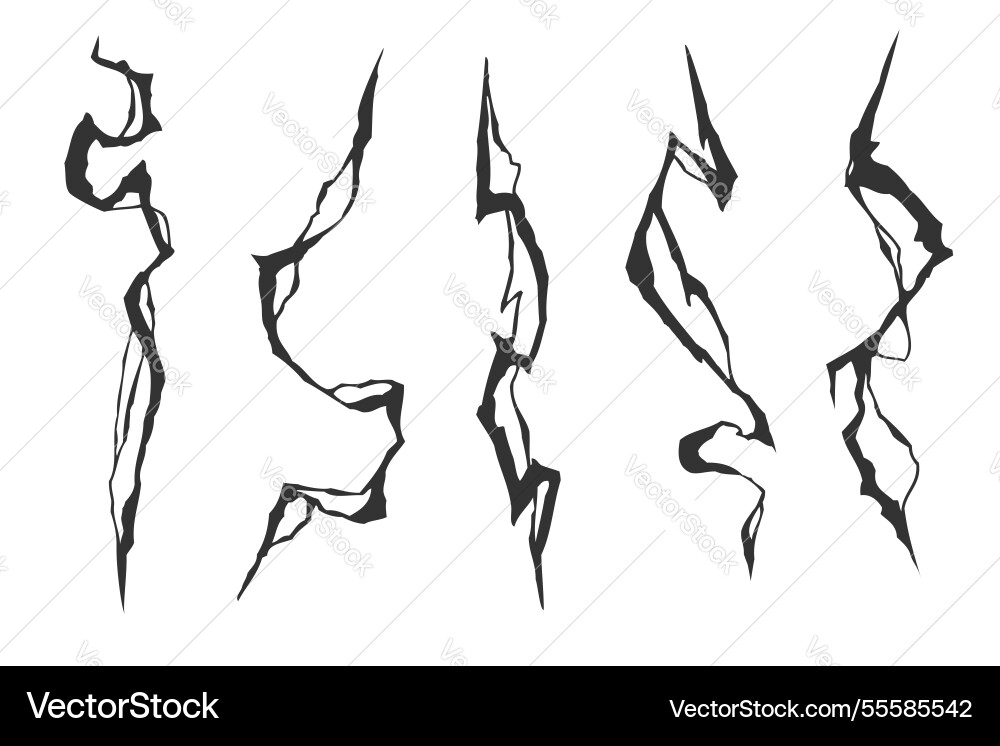 Lightning bolt shapes with sharp and jagged edges Lightning bolt shapes with sharp and jagged edges vector image