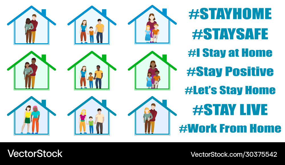 People inside house in quarantine People inside house in quarantine vector image
