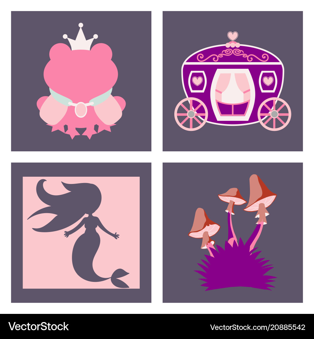 Set icons in princces theme include frog Vector Image