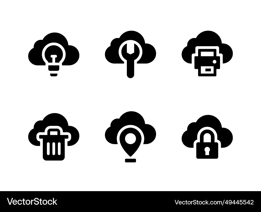 Simple set of cloud computing solid icons Vector Image