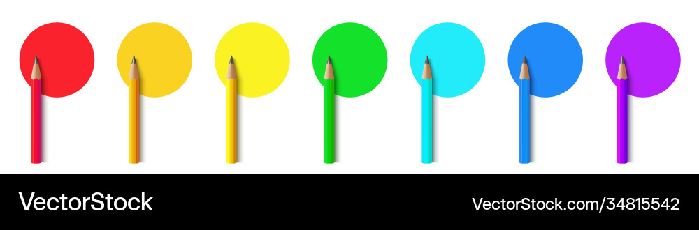 Wooden color pencil on same circle template Wooden color pencil on same circle template vector image