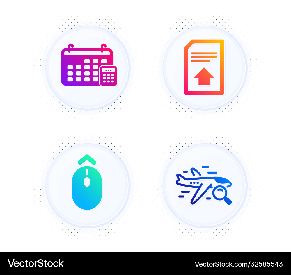 Calendar upload file and swipe up icons set Calendar upload file and swipe up icons set Vector Image