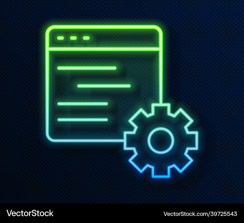 Glowing neon line computer api interface icon vektorbild