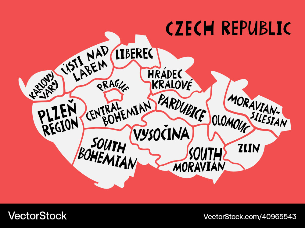 Hand drawn stylized map of czechia regions travel Vector Image