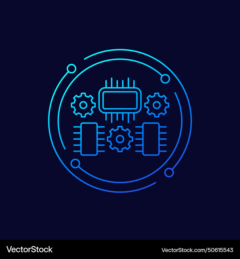 Hardware optimization microchips icon linear vector image