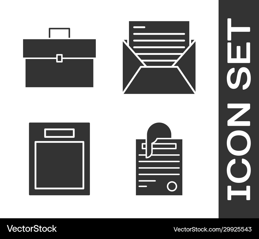 Set file document and paper clip briefcase empty Set file document and paper clip briefcase empty Vector Image