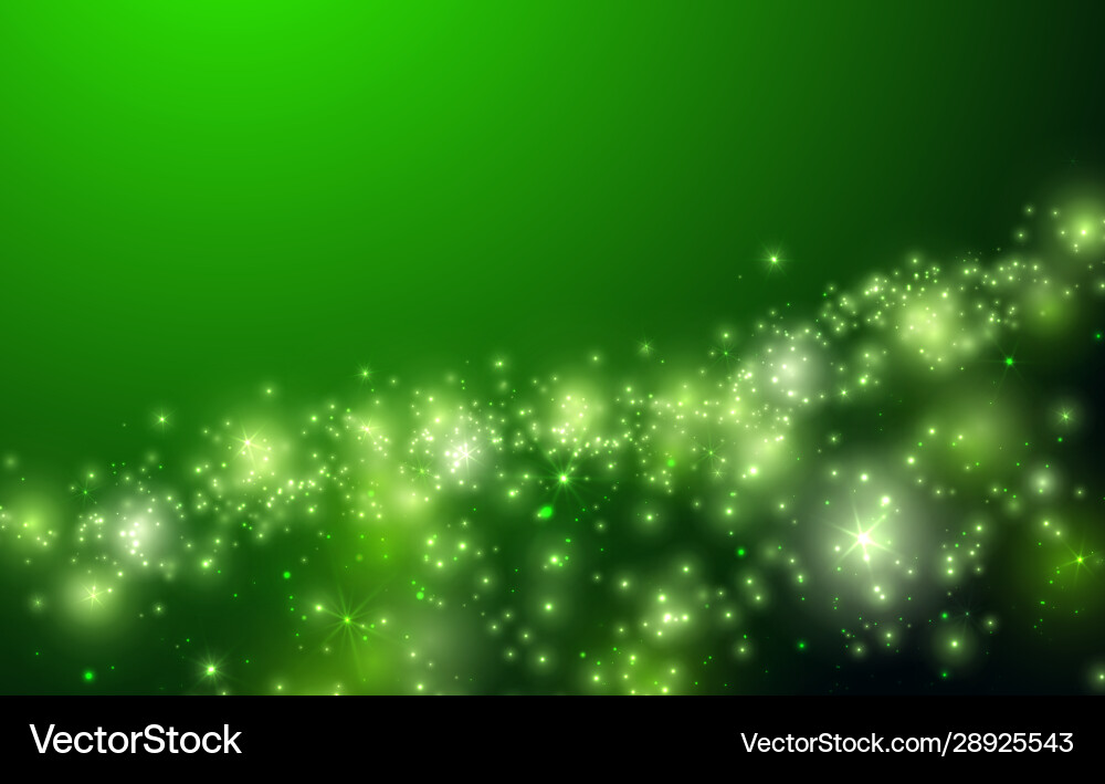 Shiny green background with sparkle and bokeh Vector Image