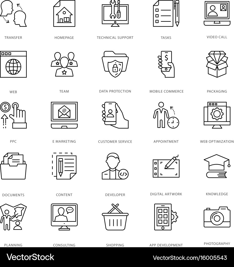 Web design and development icons 9 vector image