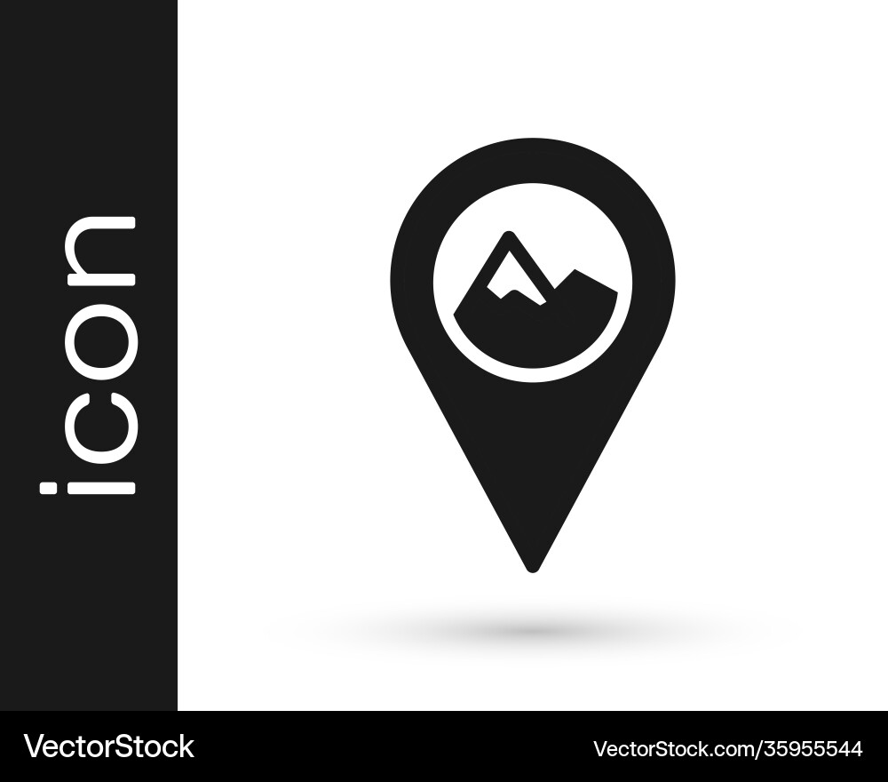 Black map pointer with mountain icon isolated Black map pointer with mountain icon isolated Vector Image
