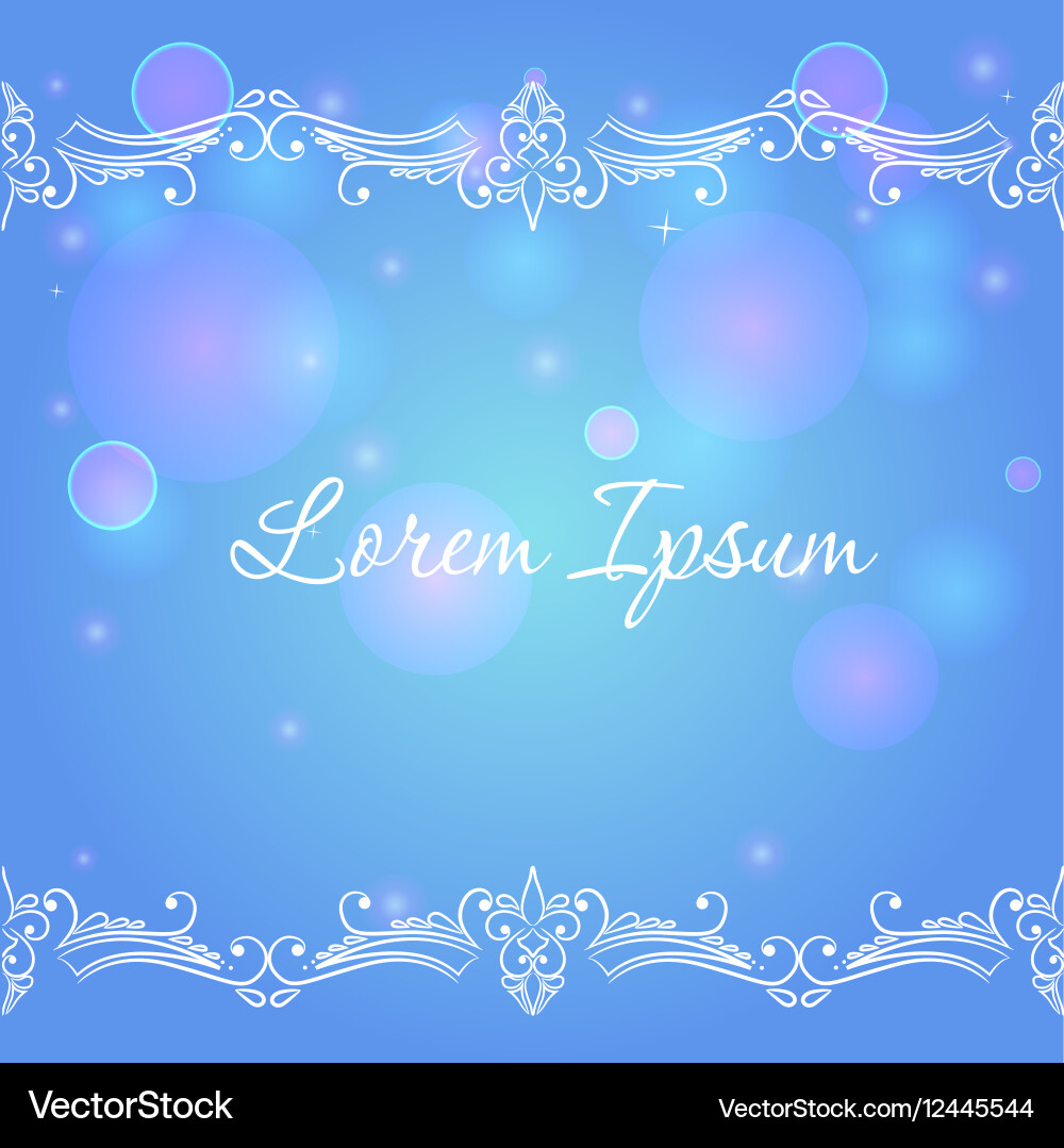 Bokeh background with decorative border Vector Image