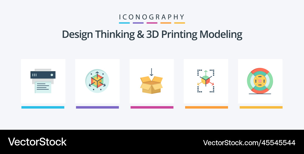 Design thinking and d printing modeling flat 5 Vector Image