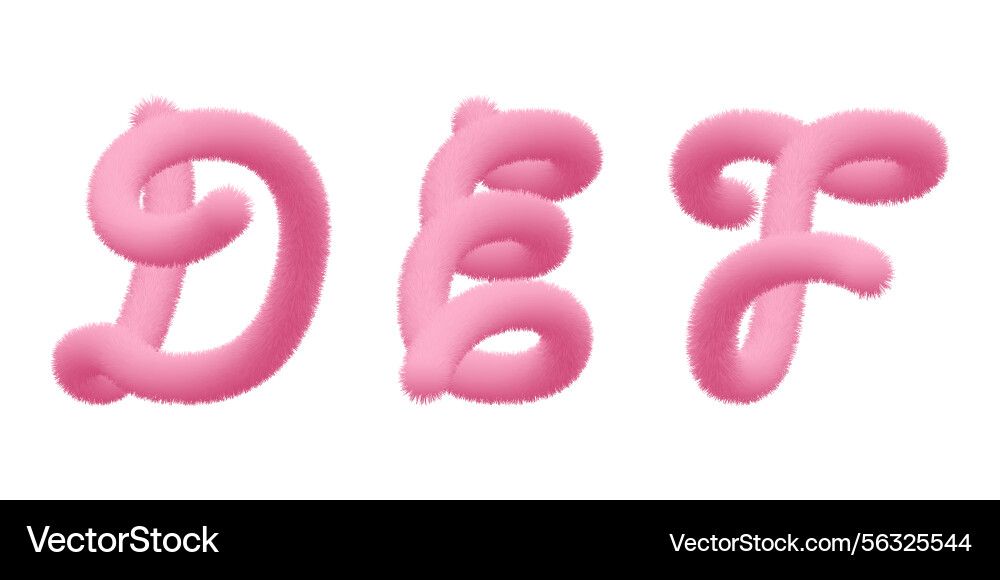Fuzzy soft letters d e f capital font Fuzzy soft letters d e f capital font vector image
