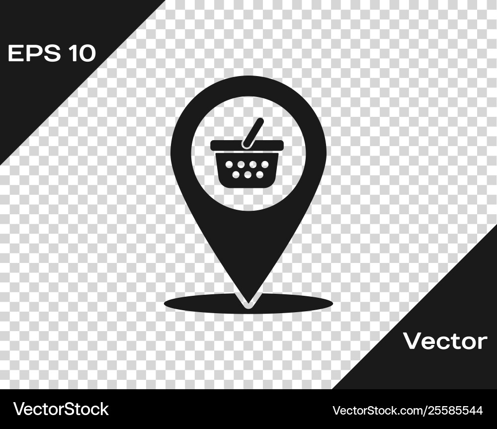 Grey map pointer with shopping basket icon Grey map pointer with shopping basket icon Vector Image