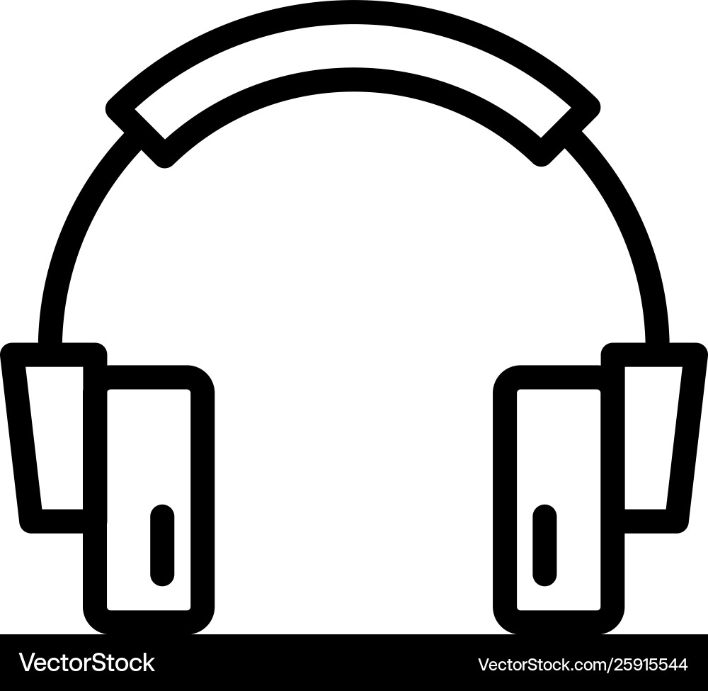 Headphone line icon in flat style for app ui Headphone line icon in flat style for app ui Vector Image